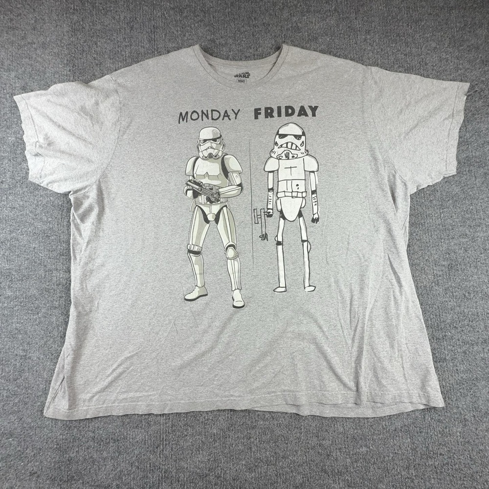 Star Wars Shirt Mens Big 5XL Gray Stormtrooper Monday Friday Tee Mad Engine